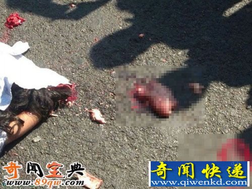 恐怖組圖國外騎摩托女學(xué)生被泥頭車碾壓爆頭